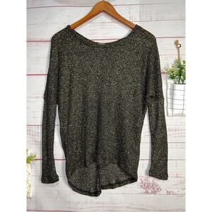 Ya Los Angeles Gold & Black Glitzy Open Weave Sweater | Small